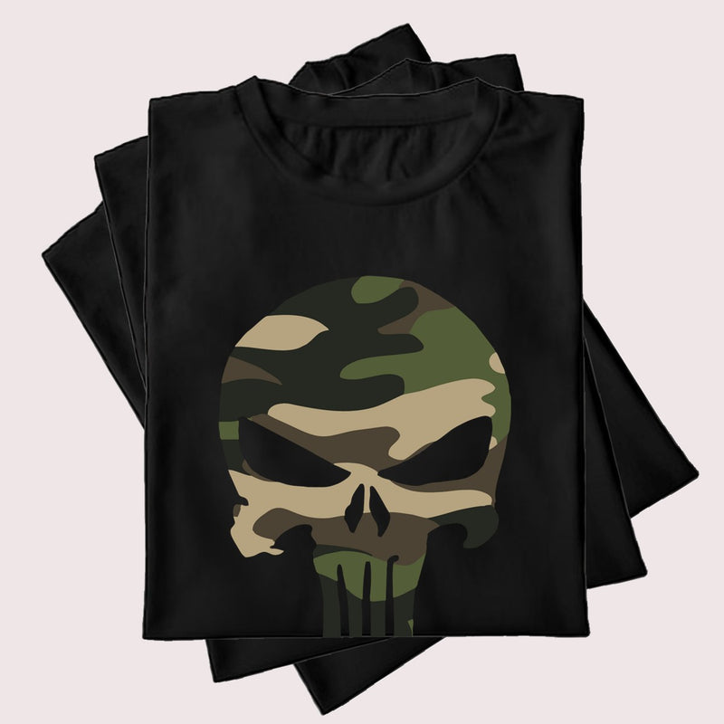 CAMISETA ALGODÃO CAVEIRA CAMUFLADA