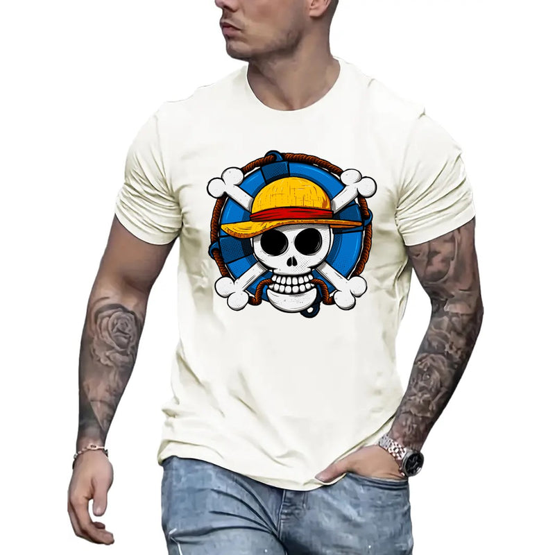 CAMISETA ALGODÃO CAVEIRA AZUL ONE PIECE