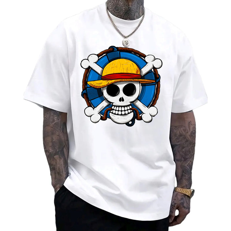 CAMISETA ALGODÃO CAVEIRA AZUL ONE PIECE