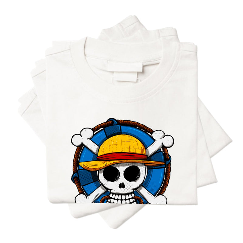 CAMISETA ALGODÃO CAVEIRA AZUL ONE PIECE