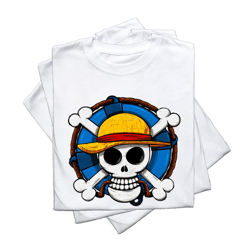 CAMISETA ALGODÃO CAVEIRA AZUL ONE PIECE