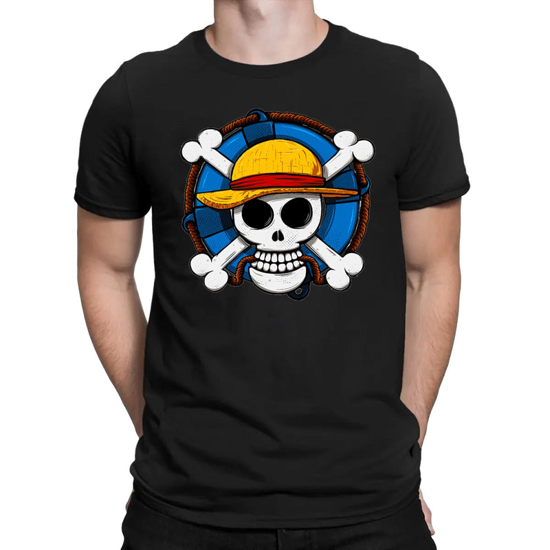 CAMISETA ALGODÃO CAVEIRA AZUL ONE PIECE