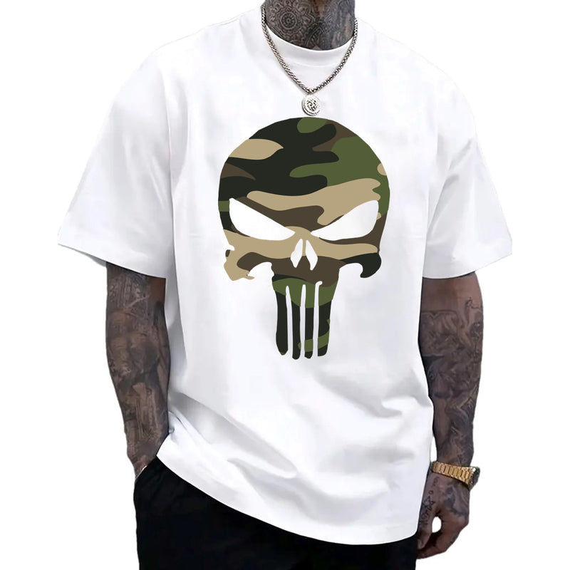 CAMISETA ALGODÃO CAVEIRA CAMUFLADA