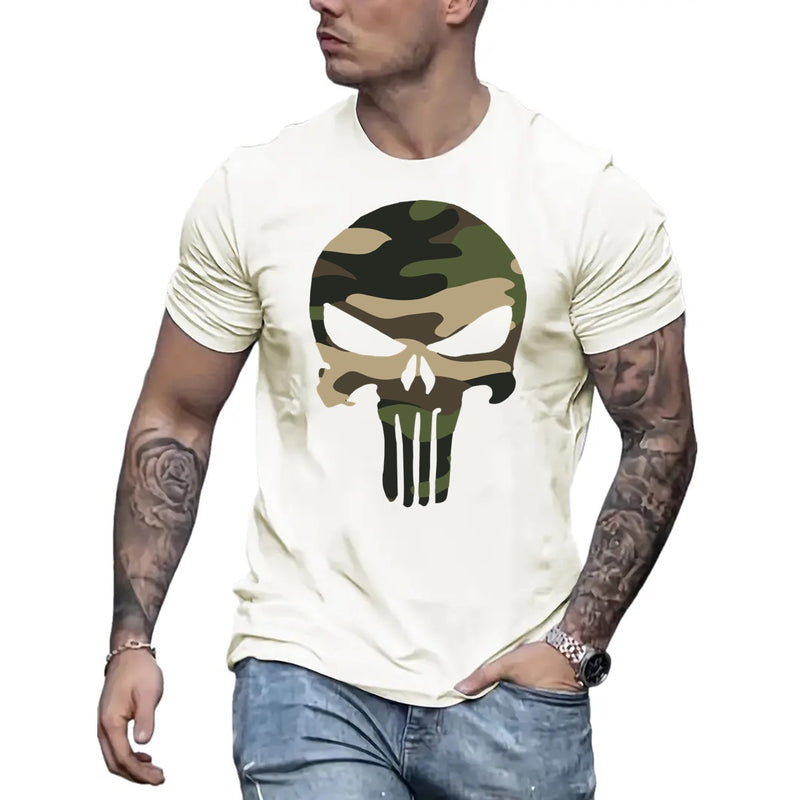 CAMISETA ALGODÃO CAVEIRA CAMUFLADA