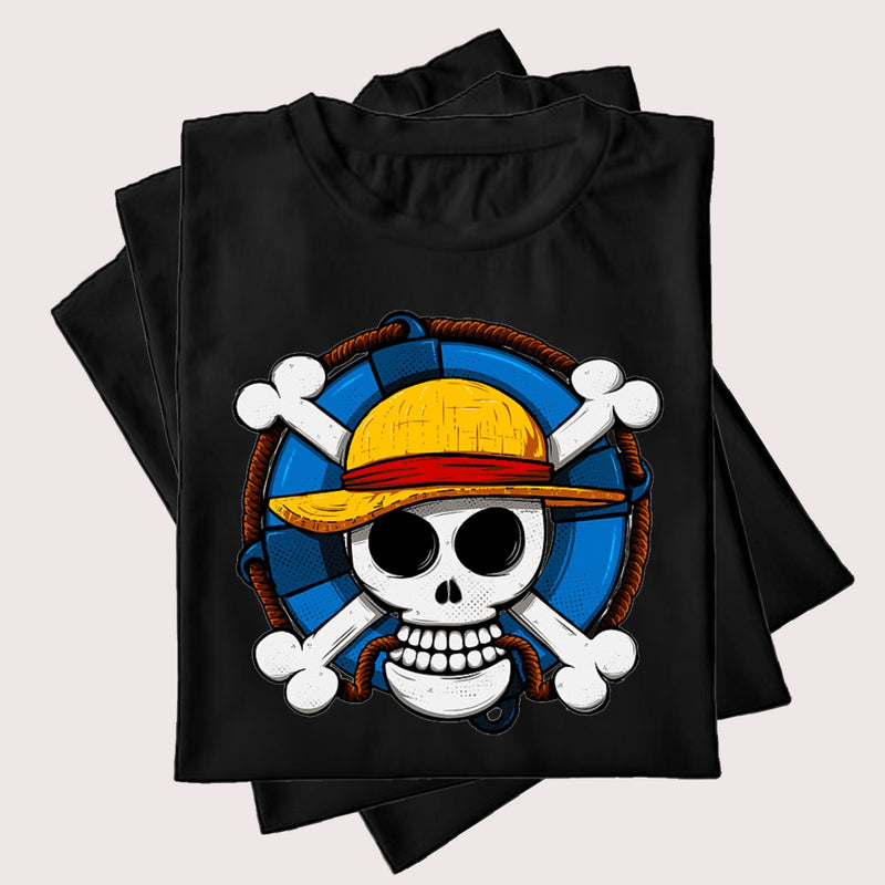 CAMISETA ALGODÃO CAVEIRA AZUL ONE PIECE