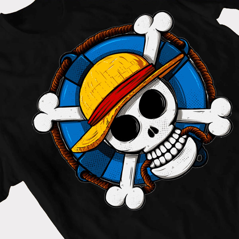 CAMISETA ALGODÃO CAVEIRA AZUL ONE PIECE