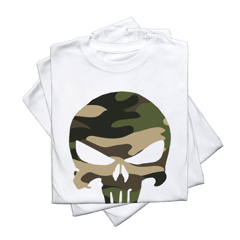 CAMISETA ALGODÃO CAVEIRA CAMUFLADA