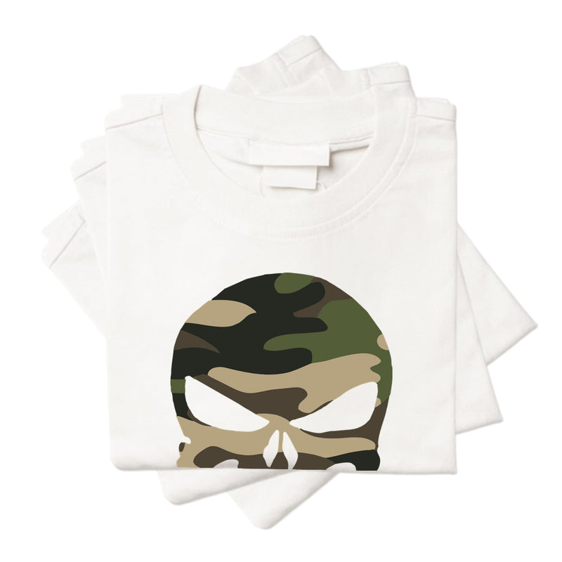 CAMISETA ALGODÃO CAVEIRA CAMUFLADA
