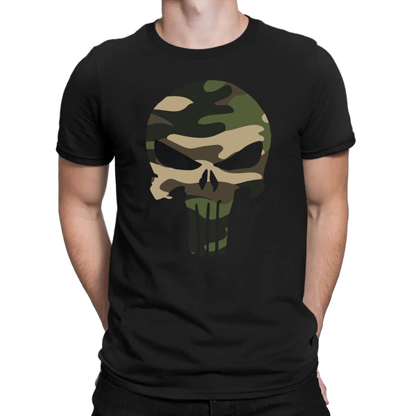 CAMISETA ALGODÃO CAVEIRA CAMUFLADA